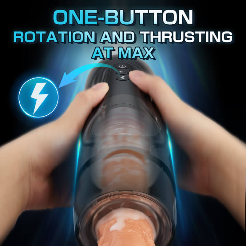 Nay One-click Lightning with 7 Thrusting 7 Vibrating Handsfree Masturbation Cup with Suction Base