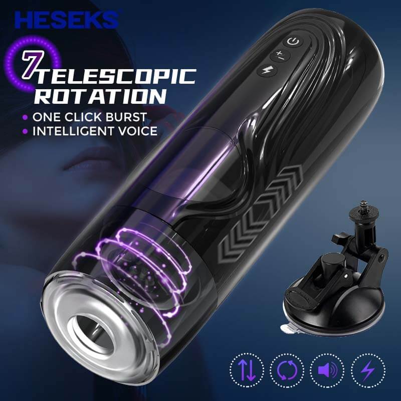 Nay One-click Lightning with 7 Thrusting 7 Vibrating Handsfree Masturbation Cup with Suction Base