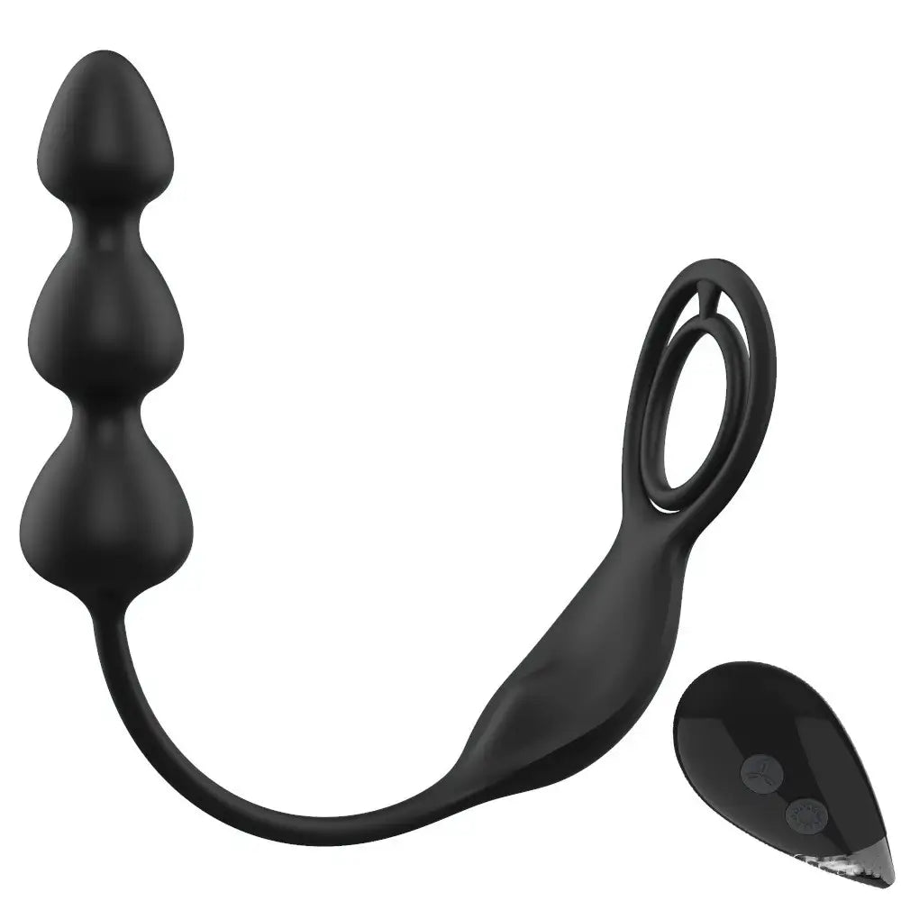 Neil  C Vibrating Anal Beads with Cock Ring & Perineum Massager
