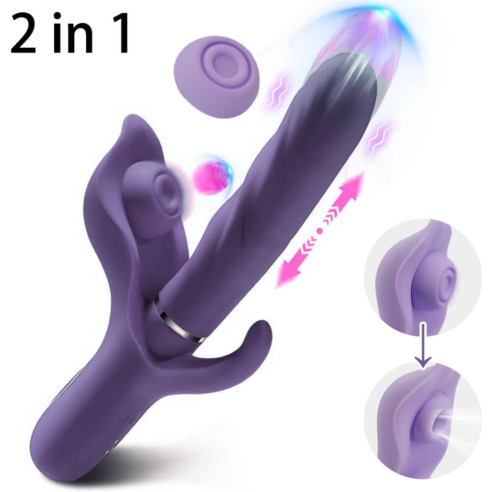 New 4 in 1 Thrusting and Flapping G-spot Rabbit Vibrator for Women and Couples
