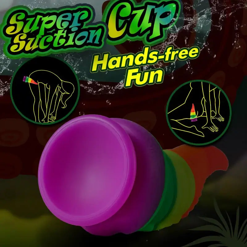 Orsen Tentacle Silicone Rainbow Dildo with Big Suction Cup 8.66 Inch