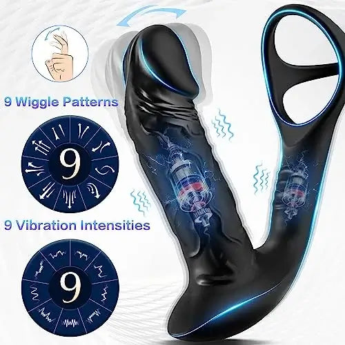Papliss Wiggling Anal Dildo Massager  C Vibration & Cock Ring