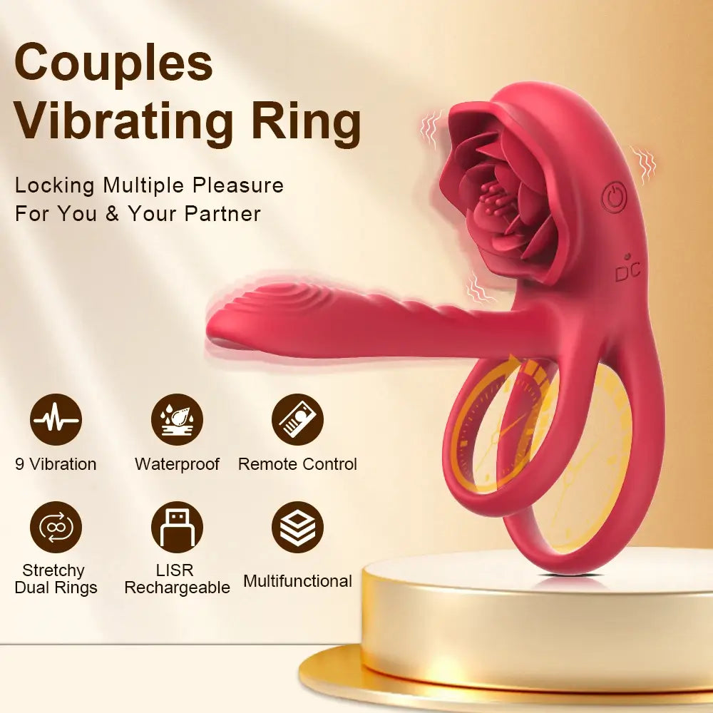 Polly  C Remote Control Vibrating Penis Sleeve Double Cock Ring & Clitoral Stimulator