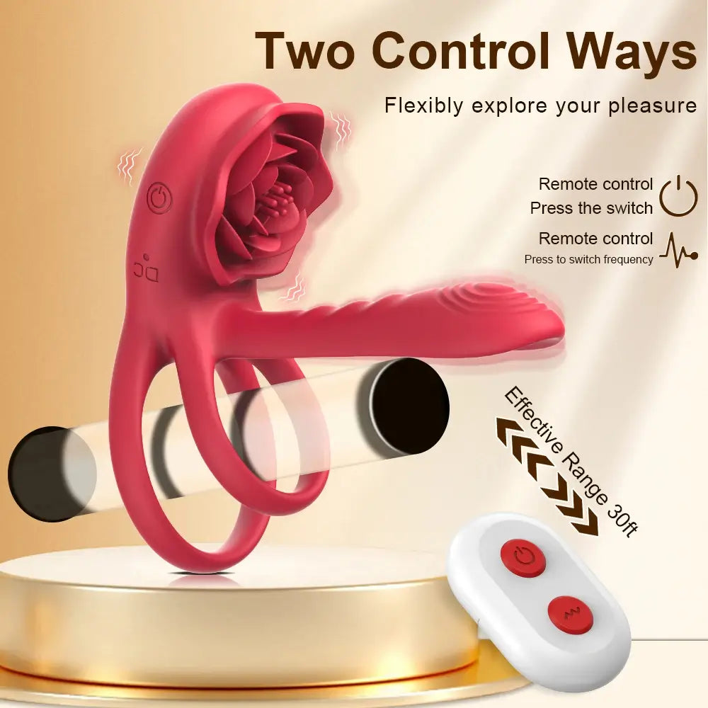 Polly  C Remote Control Vibrating Penis Sleeve Double Cock Ring & Clitoral Stimulator
