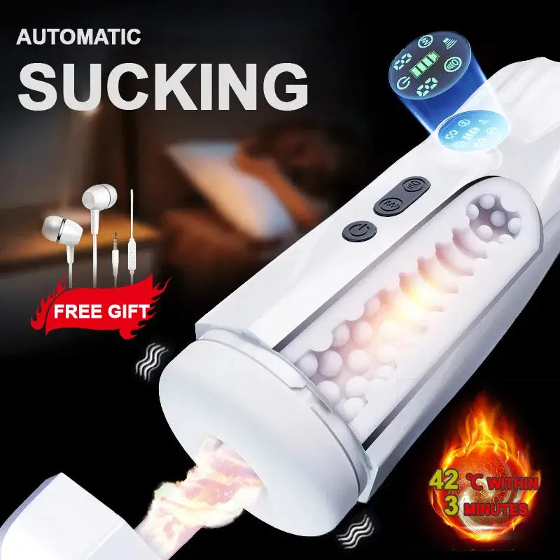 Pure Love 9 Vibration 4 Suction Heating Voice Function Blowjob Machine Masturbator Cup