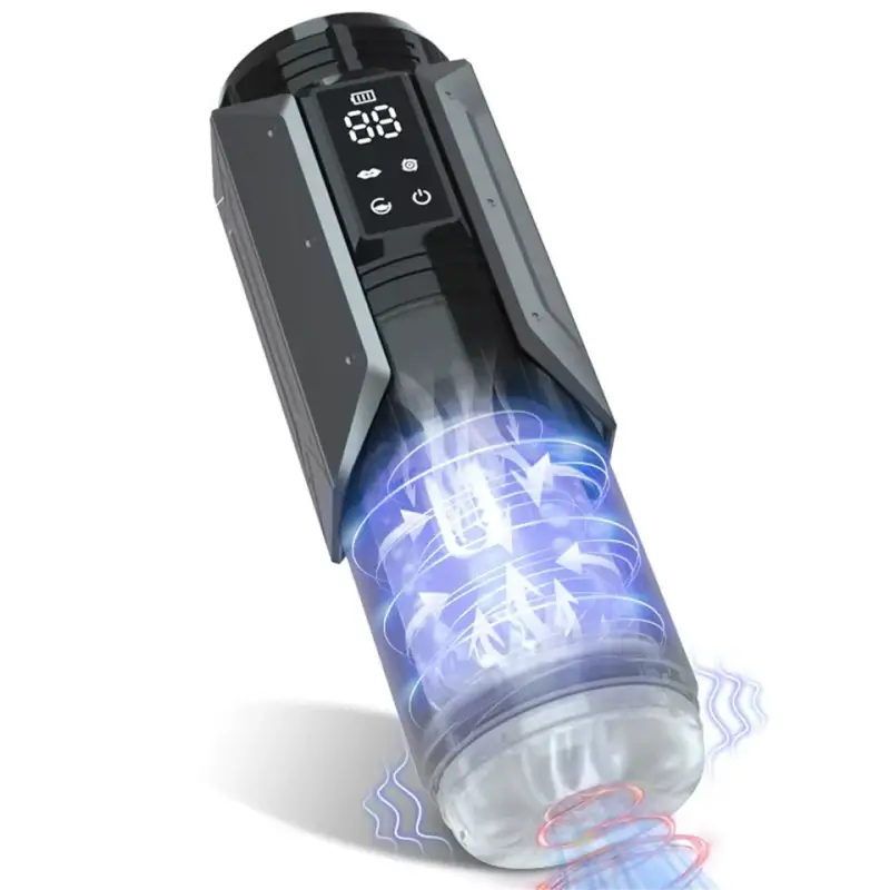 Quentin – Ultimate 4-in-1 Male Masturbator: 7 Modes of Suction, Vibration, Thrusting & Rotation with LCD for Oral Sensation