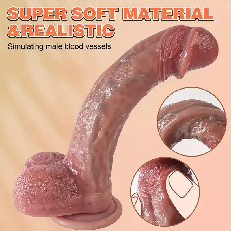 Realistic Silicone Dildo 9.8In Hands-Free Play Lifelike Anal G Spot Stimulator