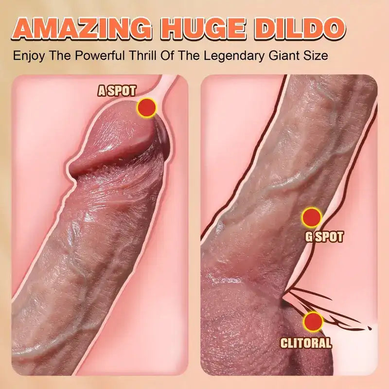 Realistic Silicone Dildo 9.8In Hands-Free Play Lifelike Anal G Spot Stimulator