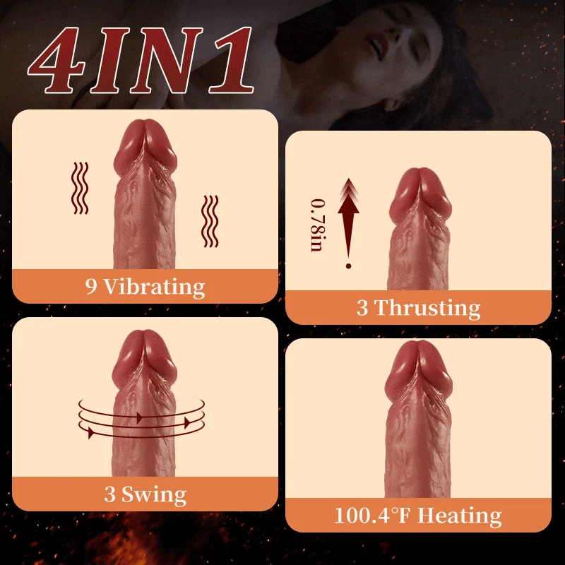 Reed 9 Vibrating Tongue Licking 3 Thrusting & Swinging Heating 8.67 Inch Realistic Dildo