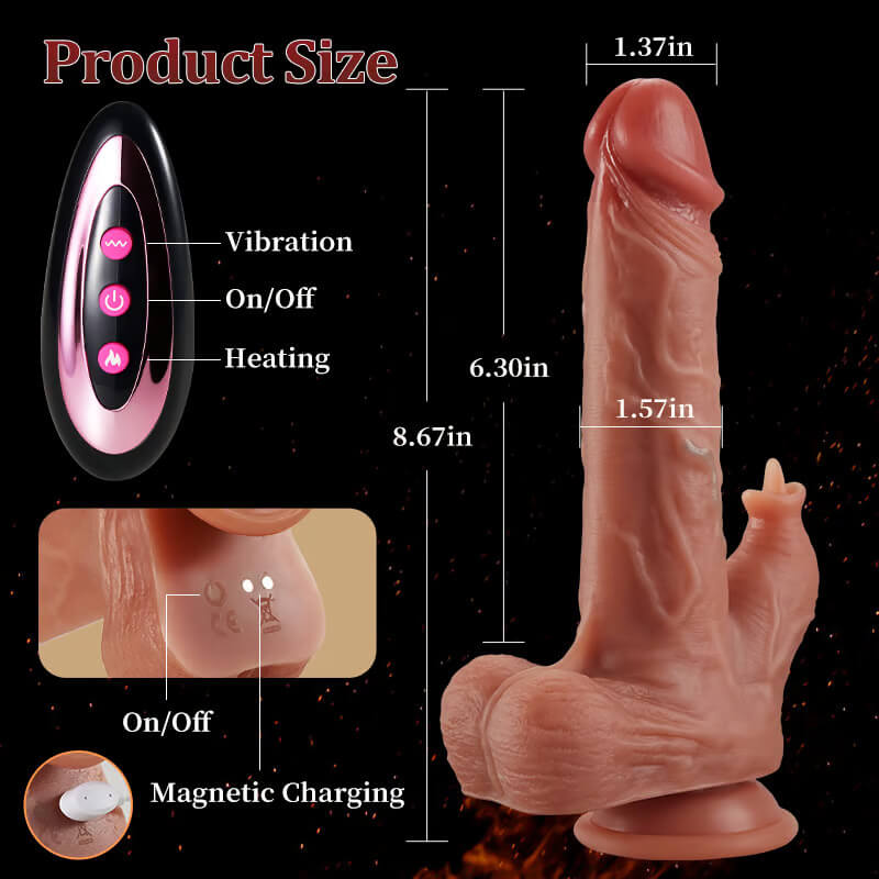 Reed 9 Vibrating Tongue Licking 3 Thrusting & Swinging Heating 8.67 Inch Realistic Dildo