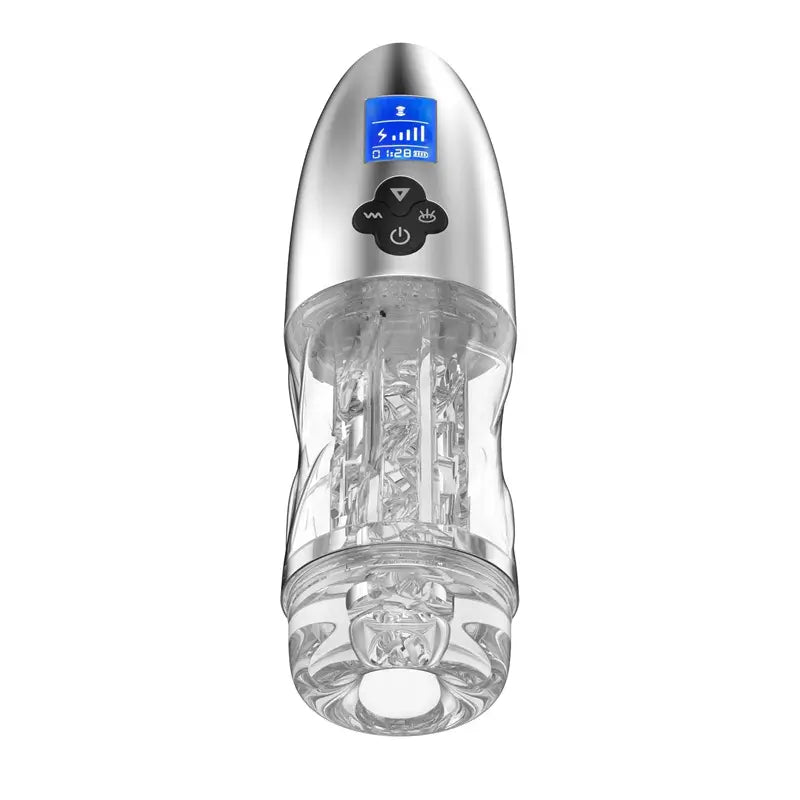 Rogen – Fully Transparent Vibrating Sucking Voice Male Mechanical Stroker