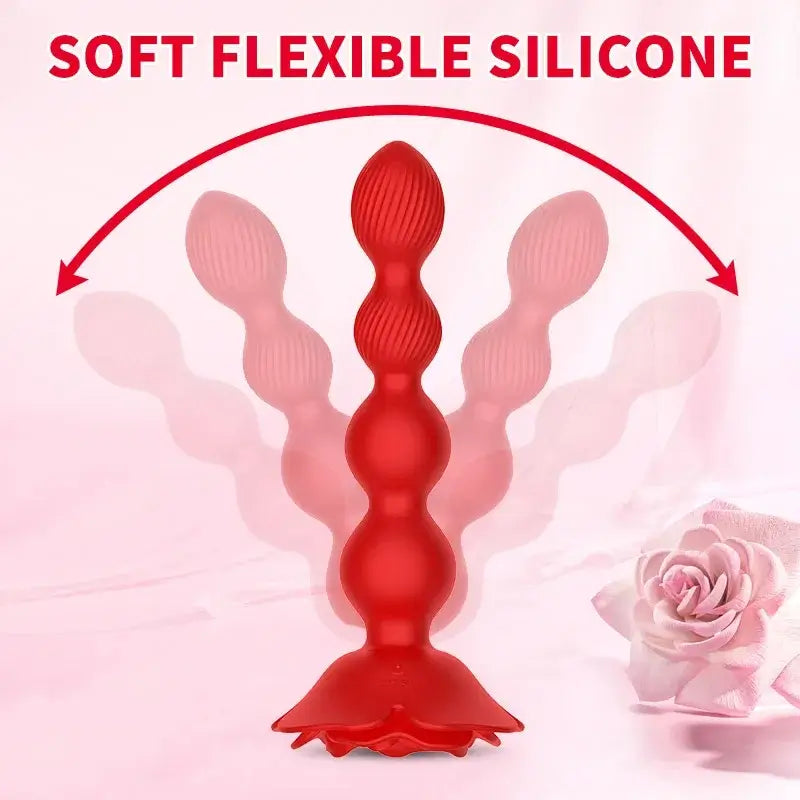 Rosanna  C Remote Control Rose Rotating Beads Butt Plug Vibrator