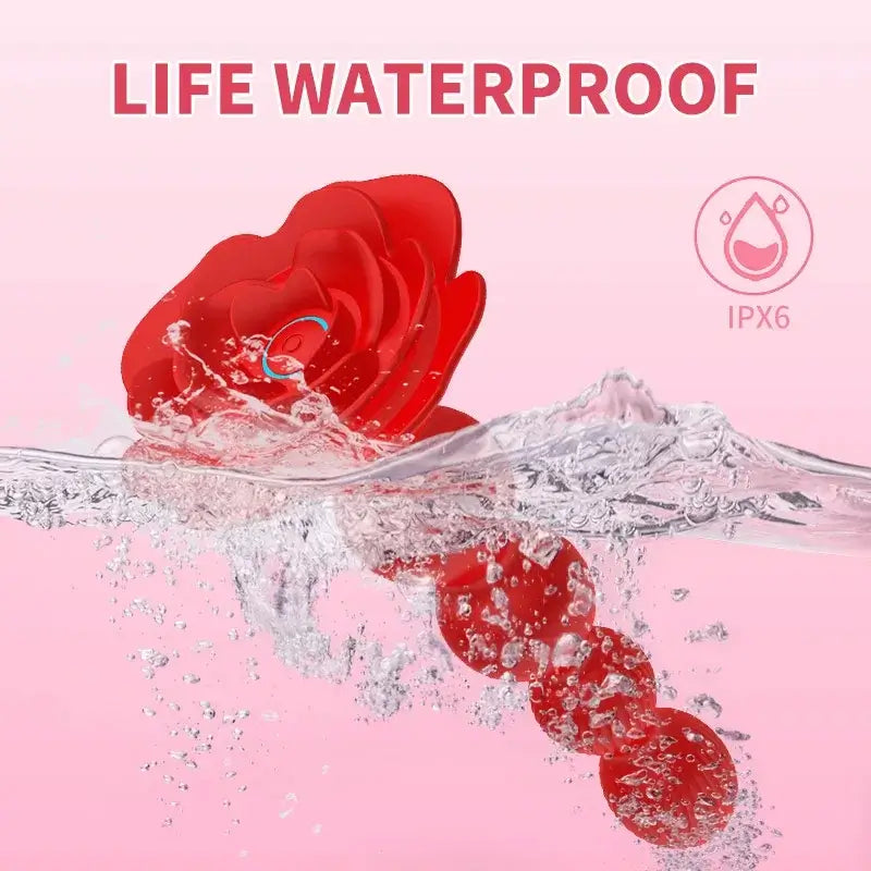 Rosanna  C Remote Control Rose Rotating Beads Butt Plug Vibrator