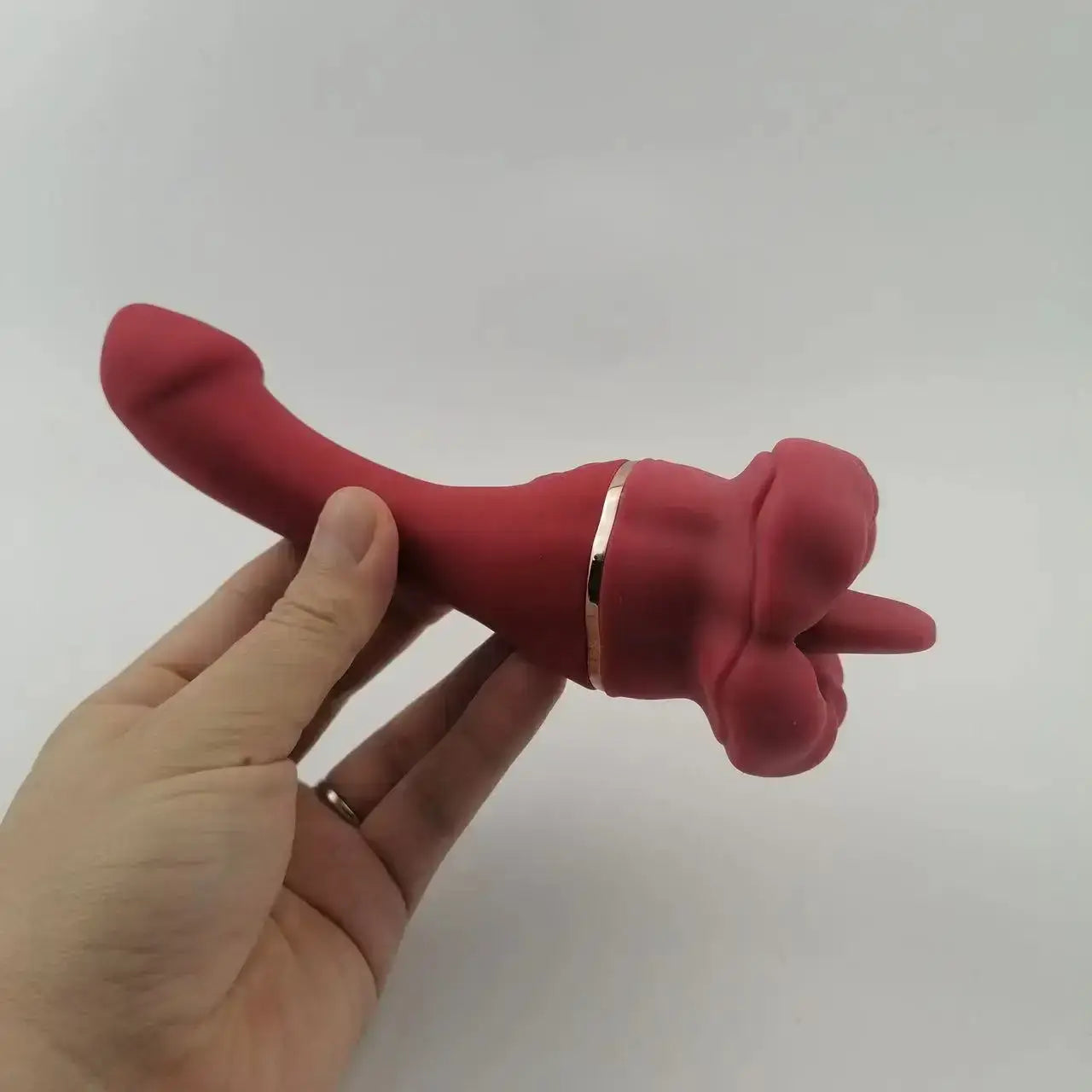Rose Vibrator 7 Thrusting Telescopic Dildo Mouth 5 Tongue Licking Nipple Clitoris Stimulator Vaginal Vibratior