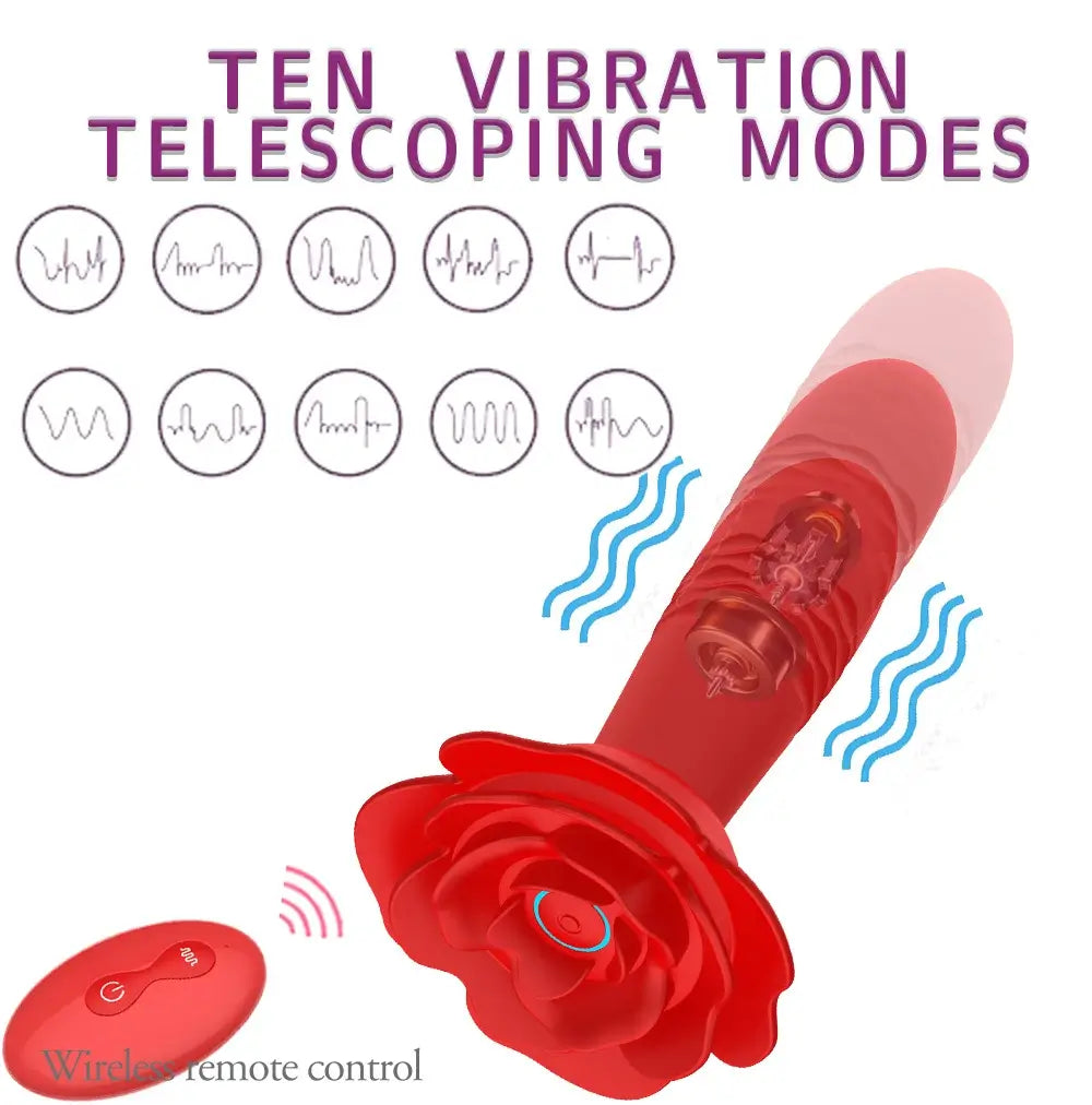 Rosita  C Remote Control Rose Thrusting Vibrating Anal Plug