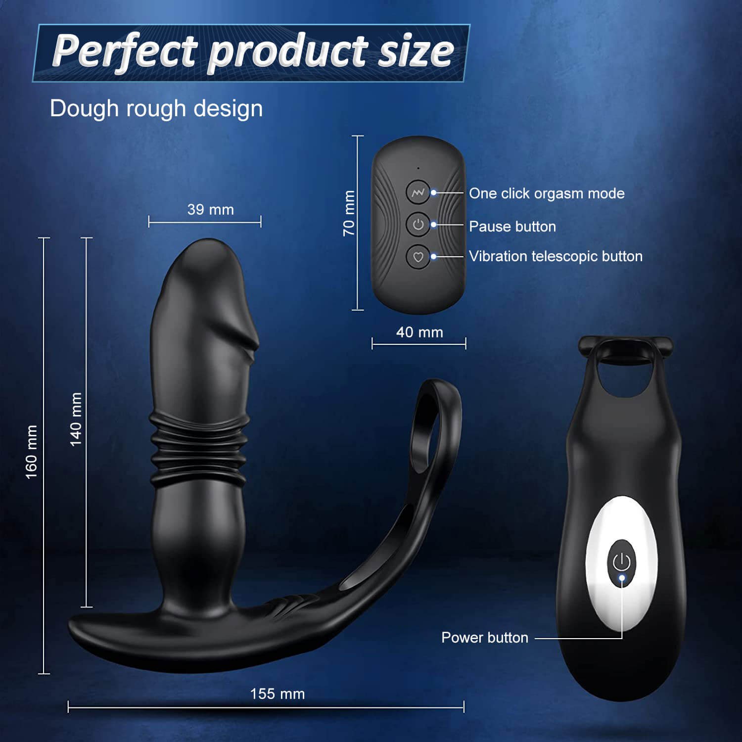 SAUL Glans 3 -Thrusting & 12 -Vibrating Cock Rings Prostate Massager