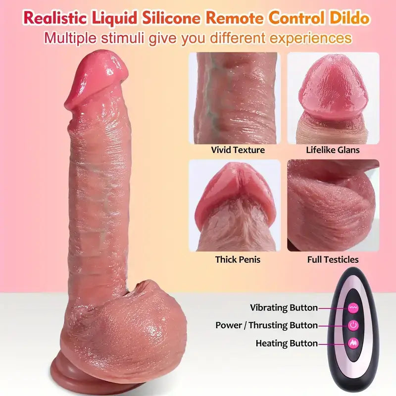 PAPLISS Silicone Slim 7 Thrusting 10 Vibrating Swinging Heating Dildo for Beginners