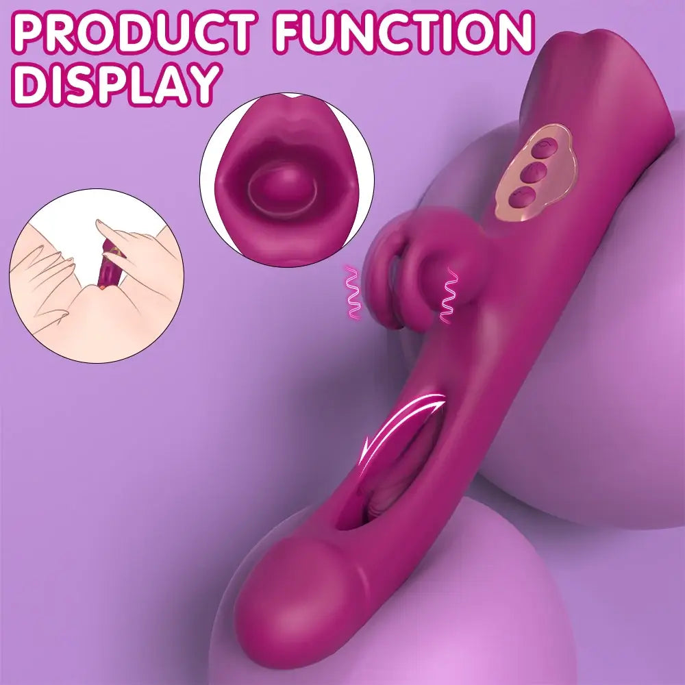 Sophia Clit Nipple Anal Stimulation Rabbit Licking Vibrating Flapping 4 IN 1 Stimulator