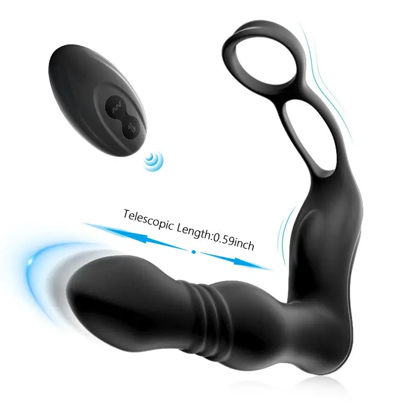 THOR 3 Thrusting 10 Vibrating Dual Cock Rings Prostate Massager