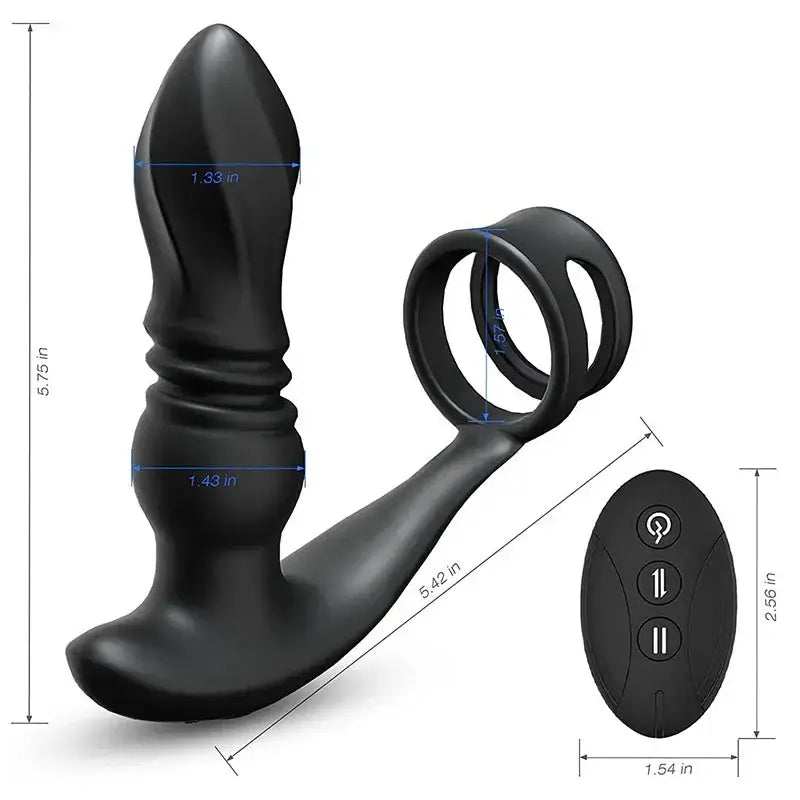 THOR 7 Thrusting & Vibrating Prostate Massager with Double Cock Rings