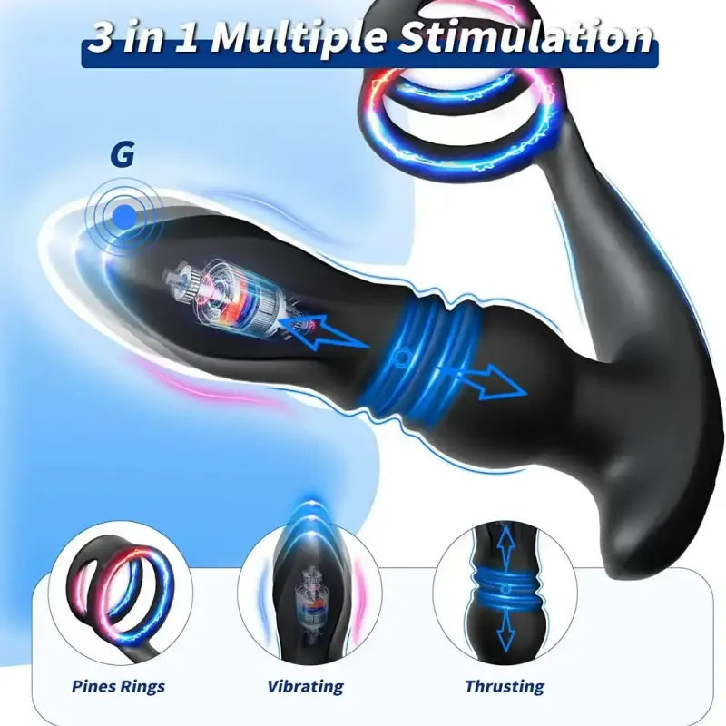 THORY  C Thrusting Prostate Massager with Double Cock Rings