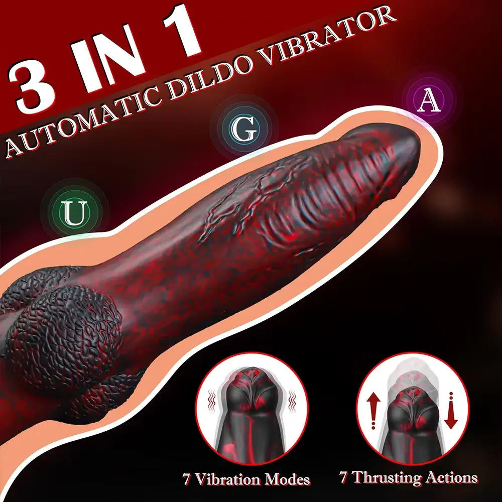 THREESOME – Heating 8 Telescopic Vibrations Knotted Beastly Dildo