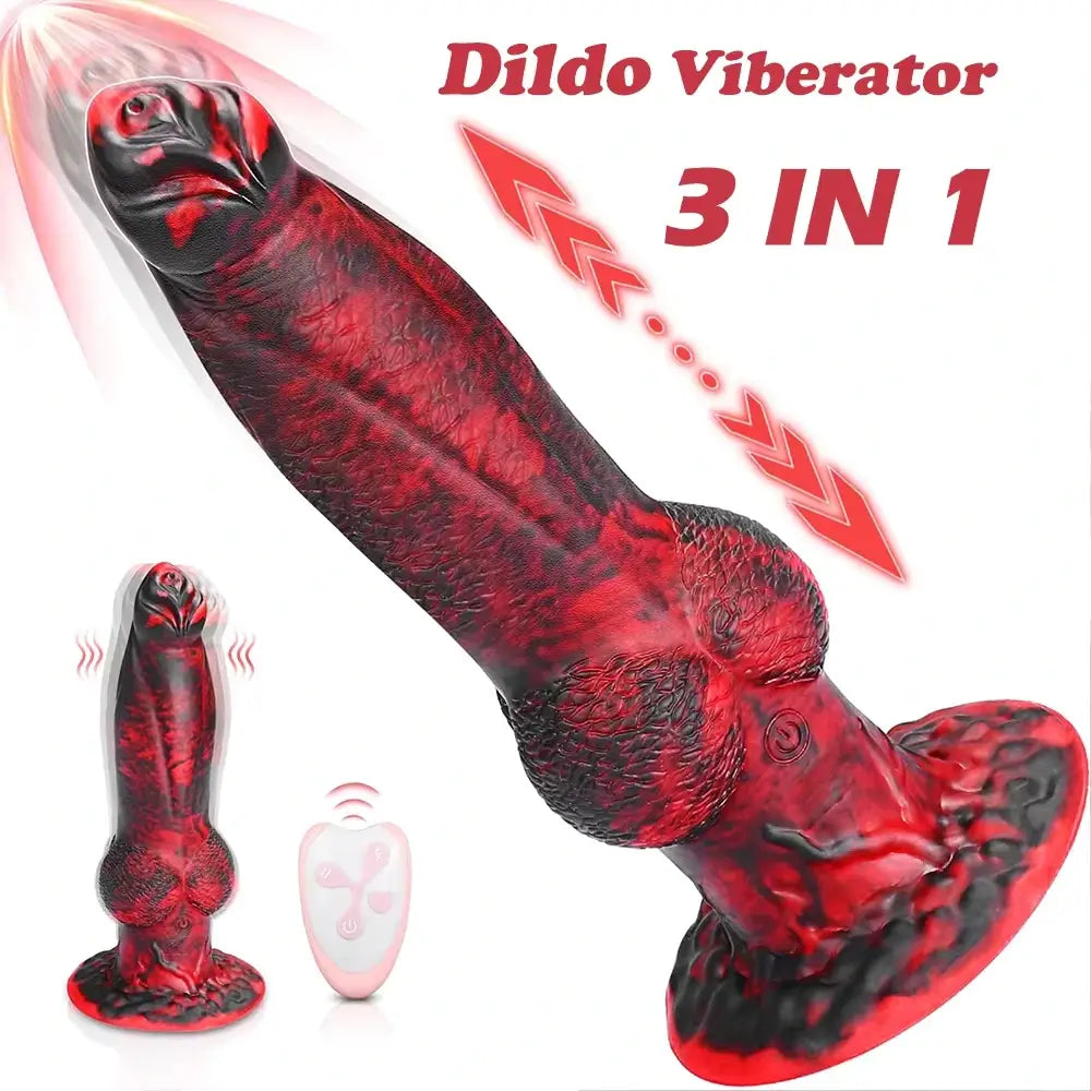 THREESOME – Heating 8 Telescopic Vibrations Knotted Beastly Dildo