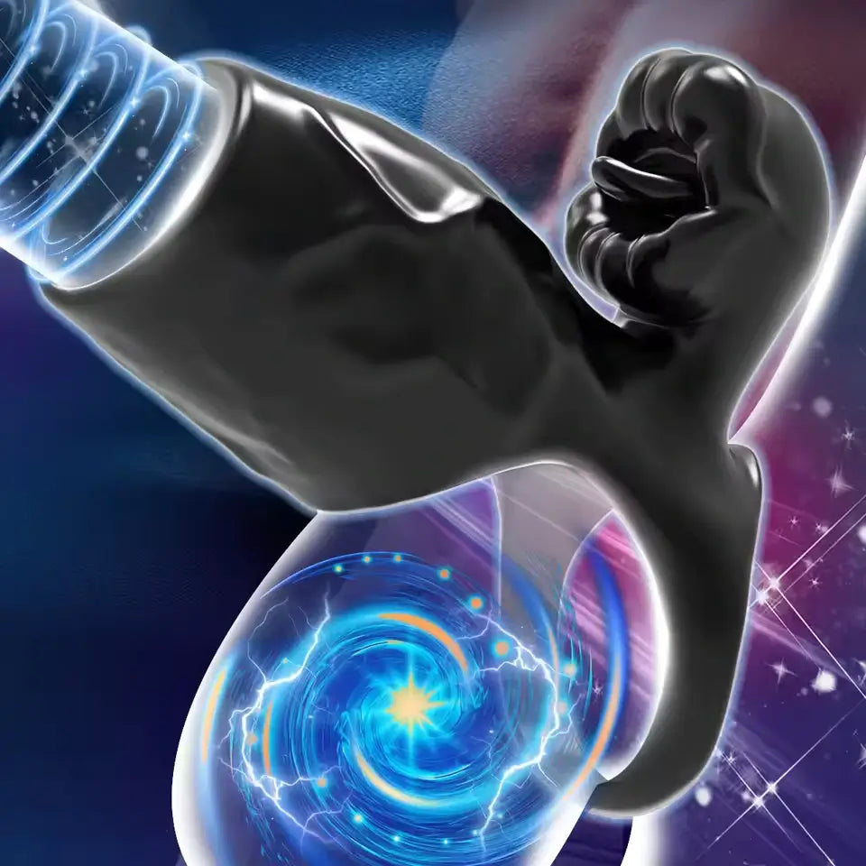 Titan  C 9 Vibrations Simulated Penis Texture Testicle & Penis Dual Chastity Ring Couples Sex Toy