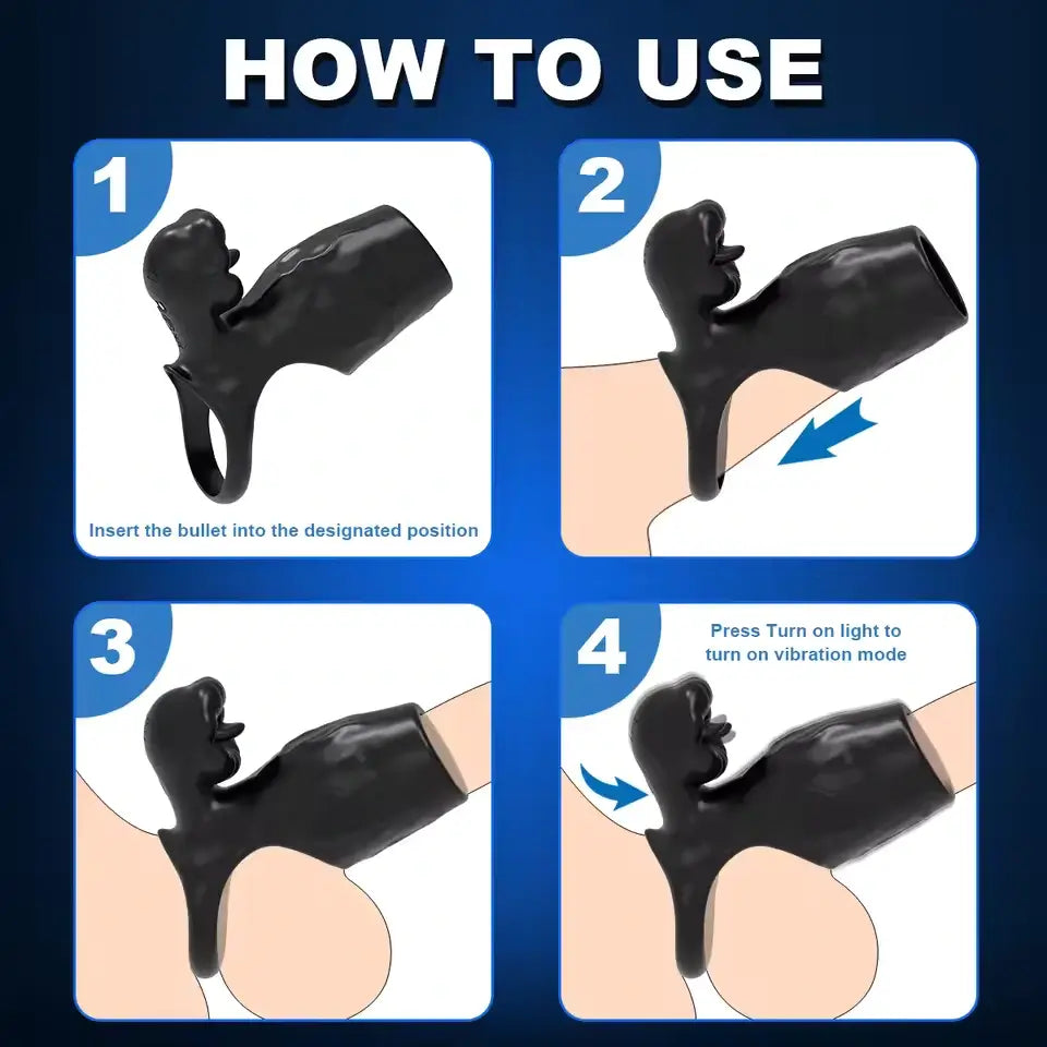 Titan  C 9 Vibrations Simulated Penis Texture Testicle & Penis Dual Chastity Ring Couples Sex Toy