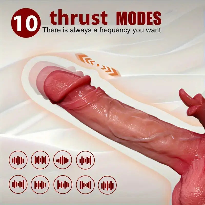 UPGRADED 10.43 In Longer Licking Heating Thrusting Swinging Lifelike Dildo