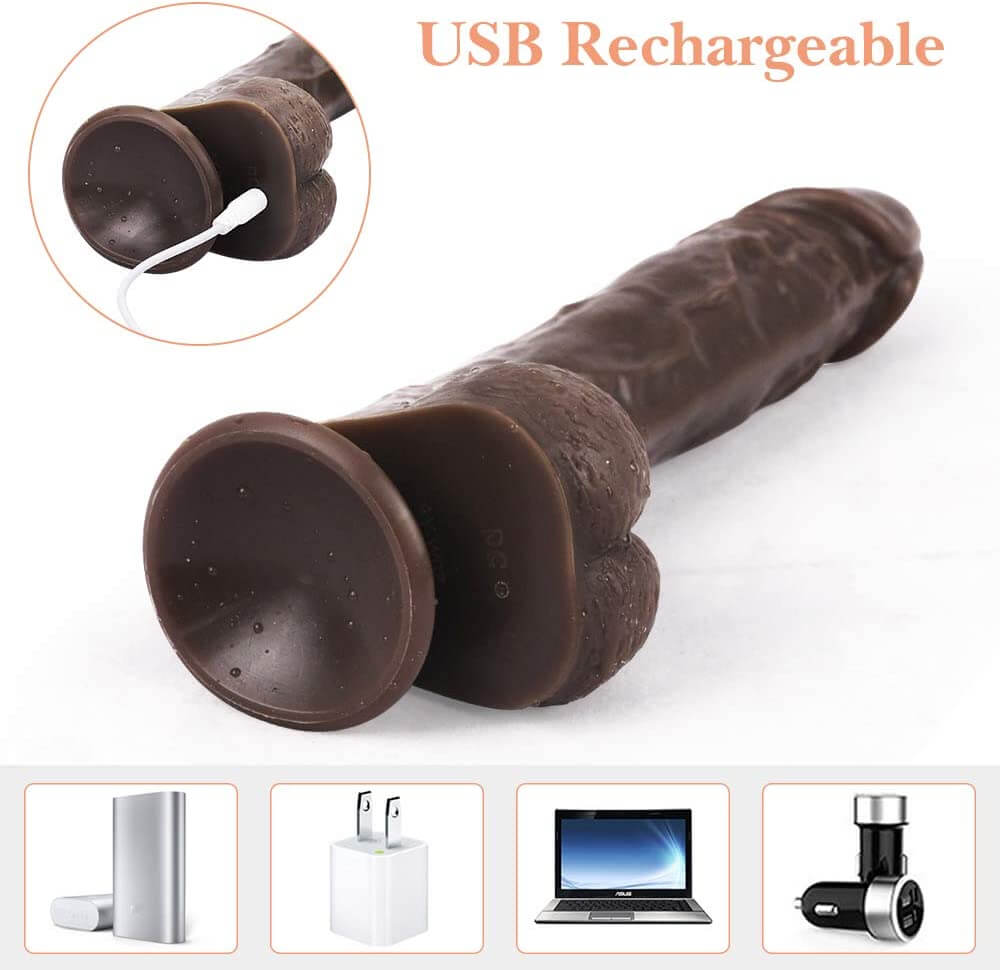 Warren 6 Thrusting 10 Vibrating Rotating Lifelike Dildo 8.7 Inch with Suction Cup