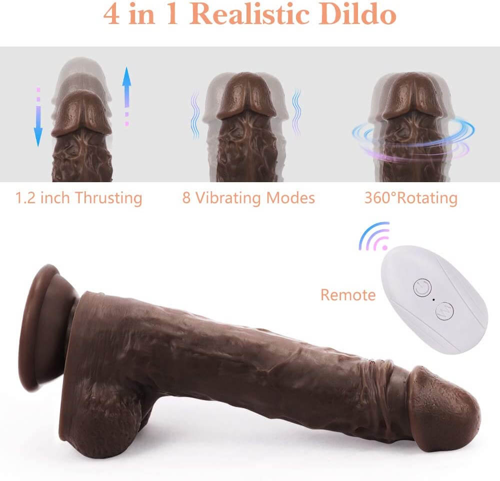 Warren 6 Thrusting 10 Vibrating Rotating Lifelike Dildo 8.7 Inch with Suction Cup