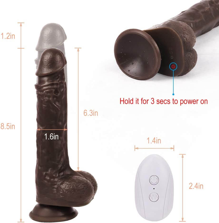 Warren 6 Thrusting 10 Vibrating Rotating Lifelike Dildo 8.7 Inch with Suction Cup
