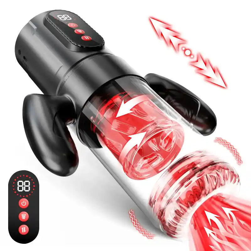 Wine & Beauty Handle Design 9 Thrusting & Rotating 9 Suction Adult Toys Mens Masturbator