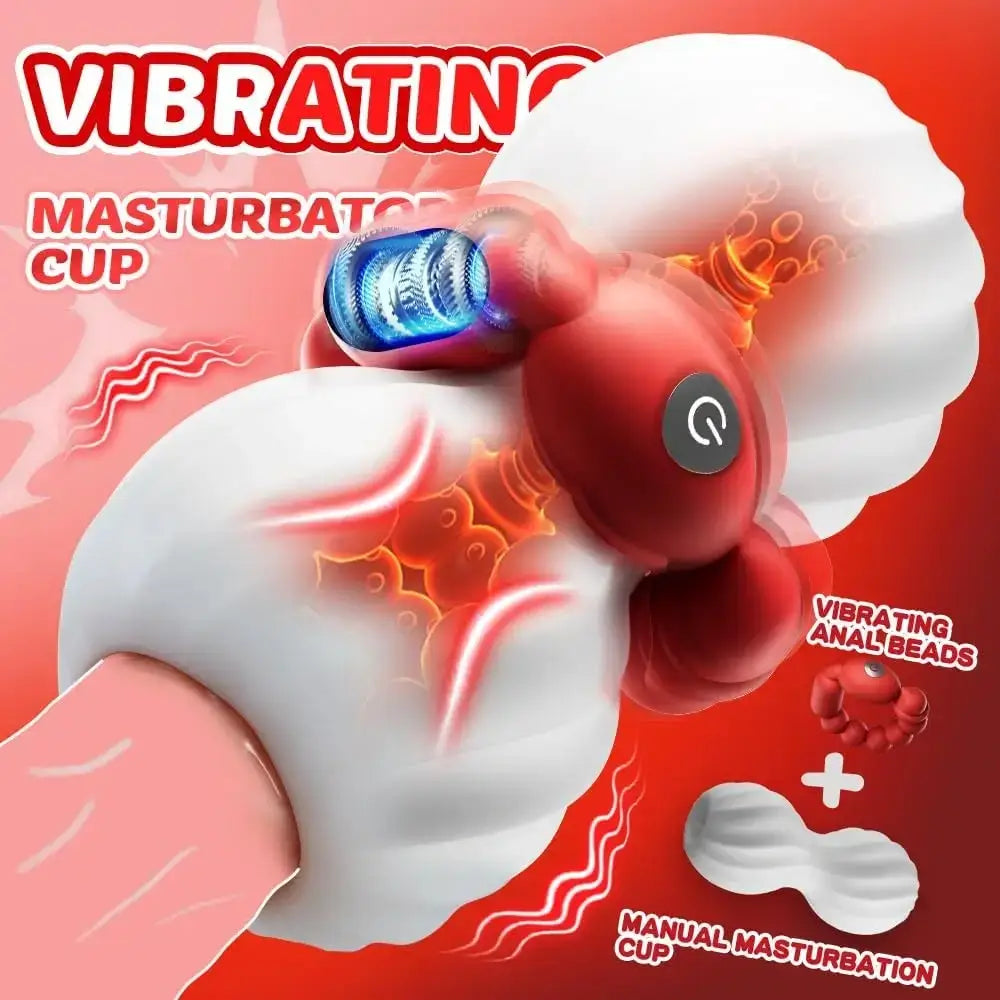 [X’MAS] Joyce Heating & Vibrating Manual Masturbator 3D Textured Vagina Anal Beads