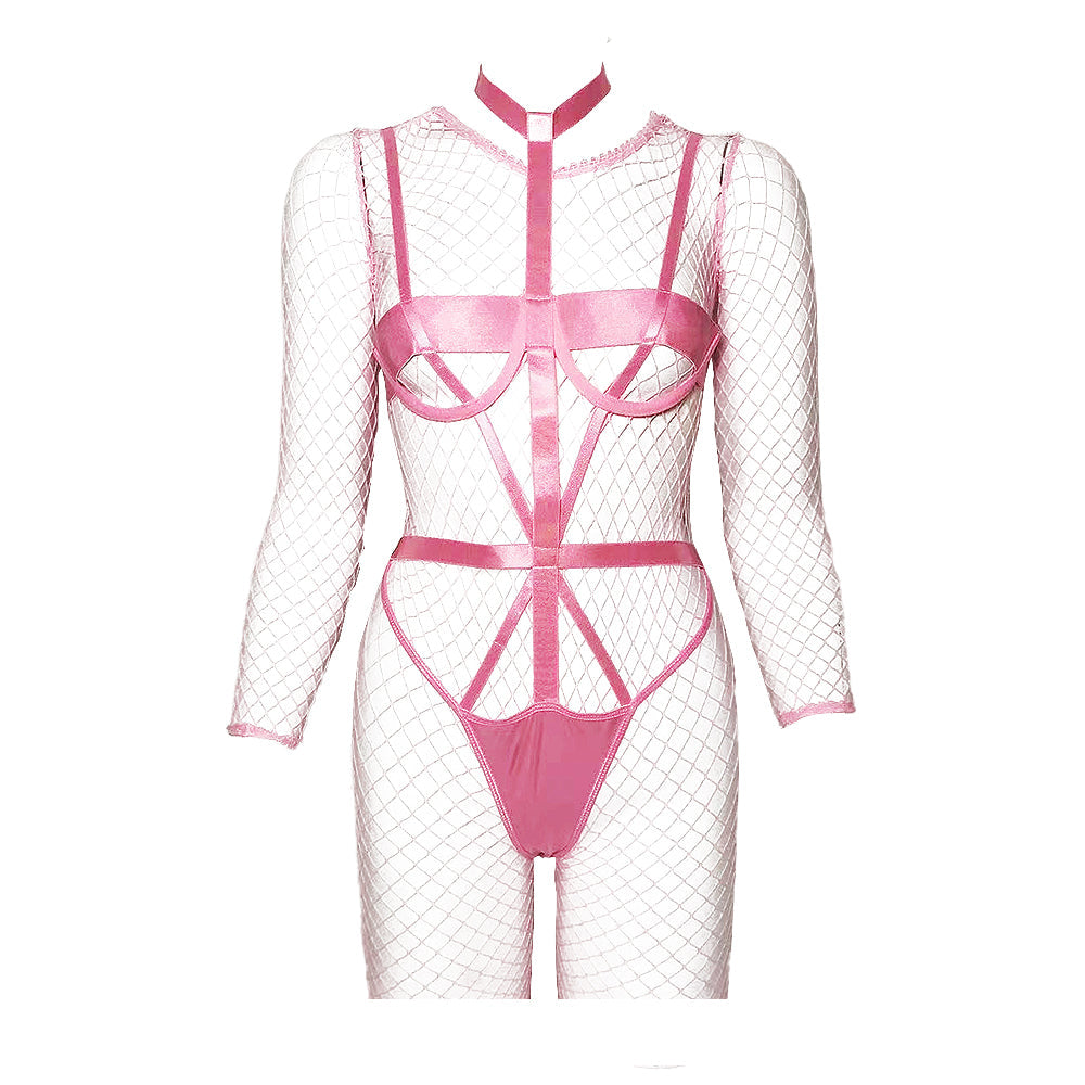 Yomorio Sexy Fishnet Bodystocking with Strappy Harness