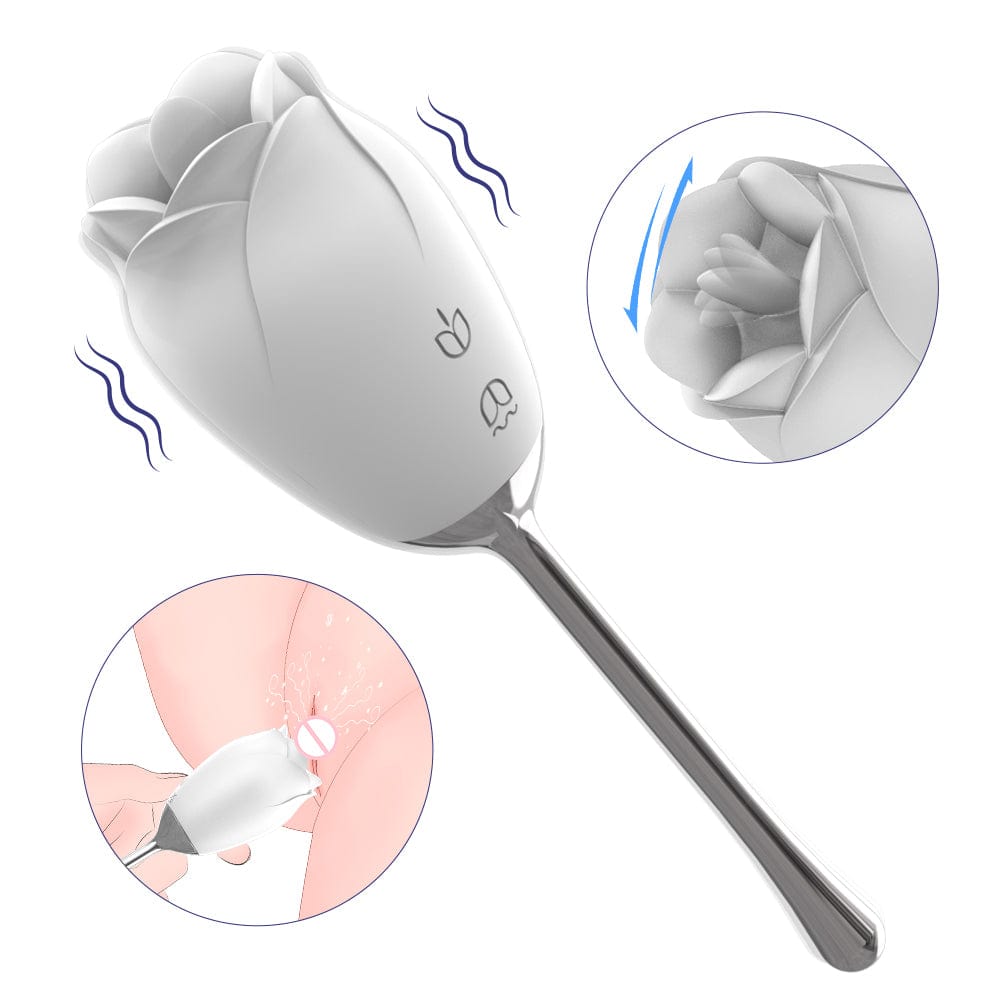 Silicone Rose Vibrator With Tongue Lickingfor Women - Aroselove