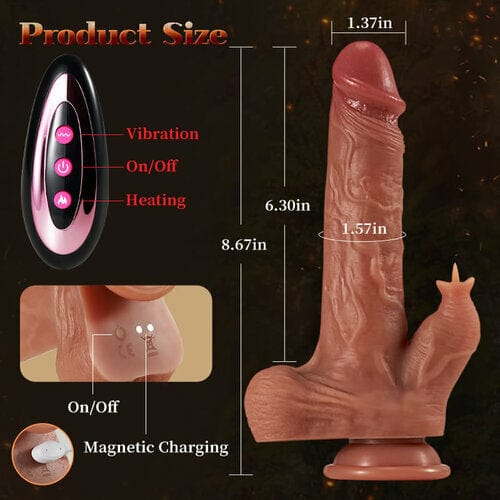 Aroselove - Reed 9 Vibrating Tongue Licking 3 Thrusting & Swing Heating 8.67 Inch Realistic Dildo - Aroselove