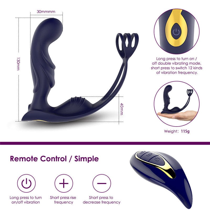 Aroselove - Wireless Remote Control Male Prostate Vibrating Massager Cock Ring - Aroselove