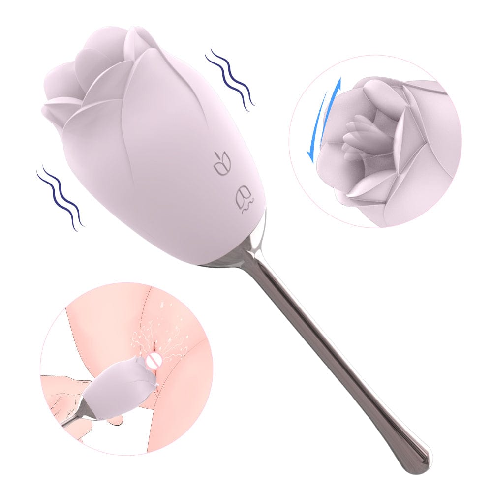 Silicone Rose Vibrator With Tongue Lickingfor Women - Aroselove