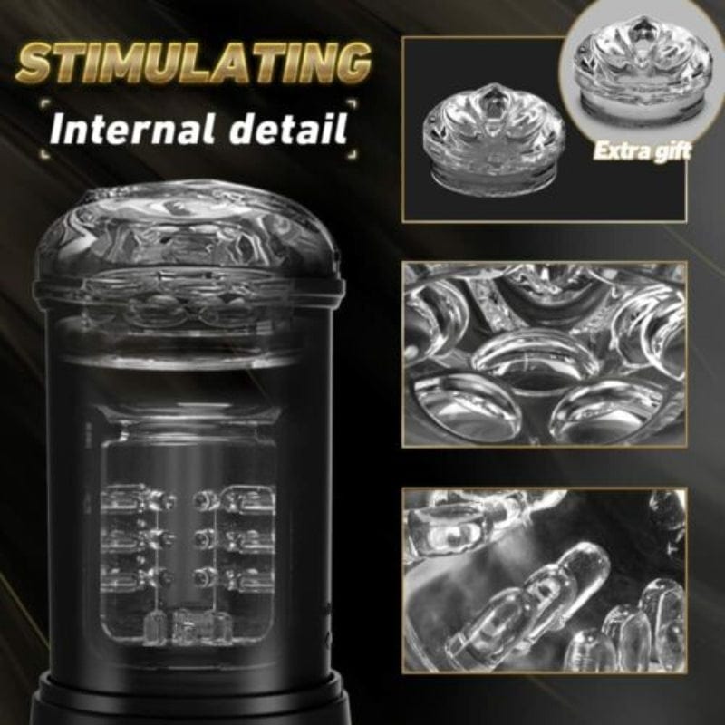 Aroselove - Black Panda Adams 5 Sucking 5 Telescoping 10 Vibrating Oral Sex Masturbation Cup - Aroselove
