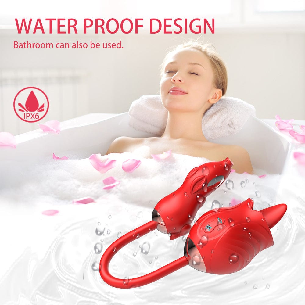 Aroselove - New Rose Double Head Tongue Licking Vibration Jump Egg For Women - Aroselove