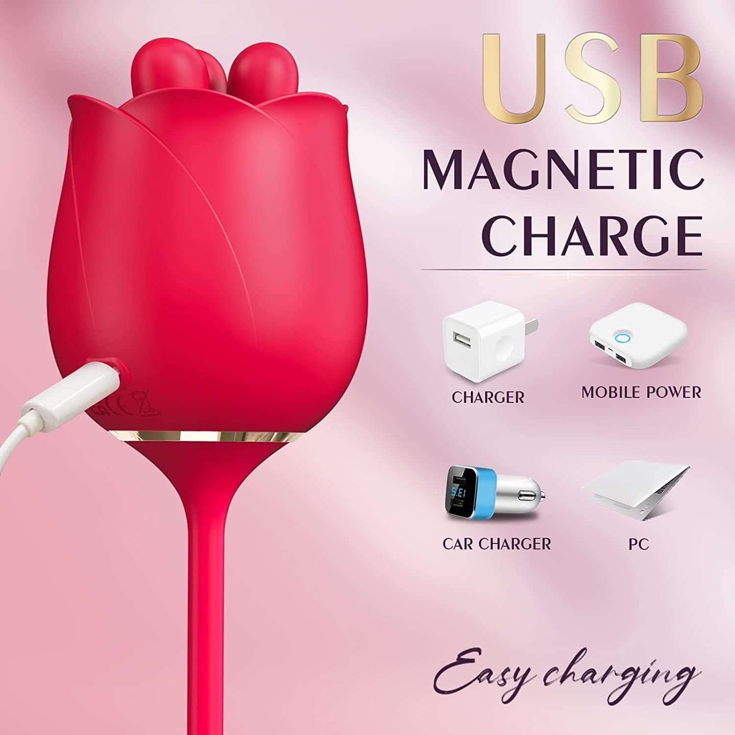 Aroselove - S475-3 Three Pistils Rose Toy With Vibrating Bud - Aroselove