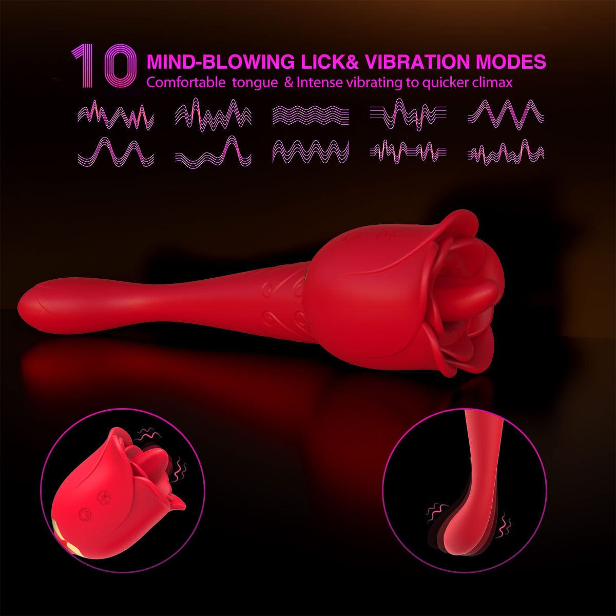 Aroselove - Rose Honey Tongue Licking Vibration G Point Massage Stick Nipple Masturbation Device - Aroselove
