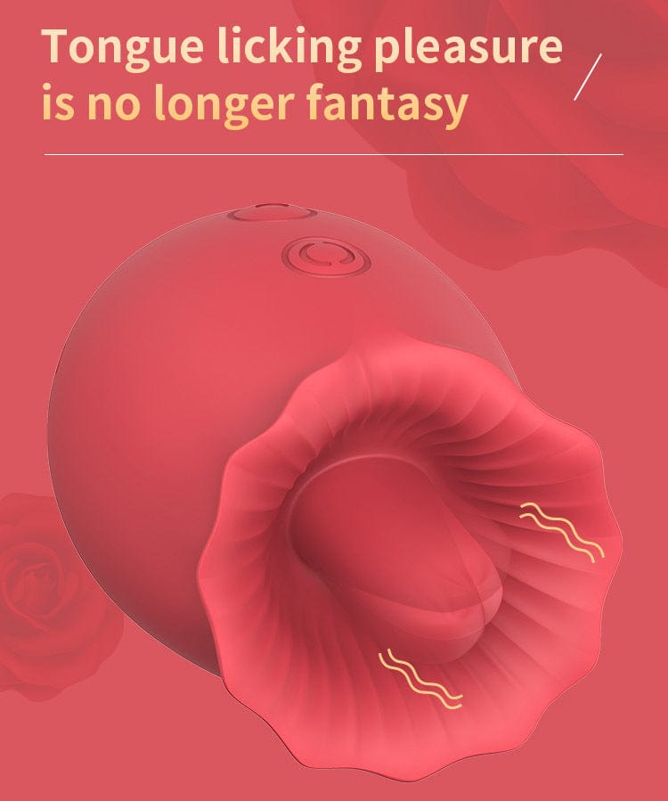 Aroselove - Powerful Rose Toy Vibrator With Tongue Licking Oral Nipple Clit Clitoris Stimulator - Aroselove