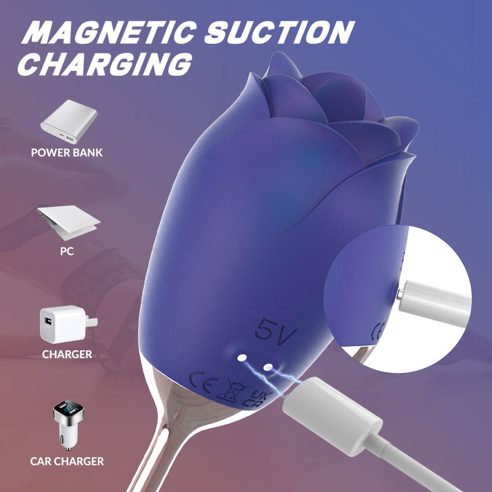 Silicone Rose Vibrator With Tongue Lickingfor Women - Aroselove