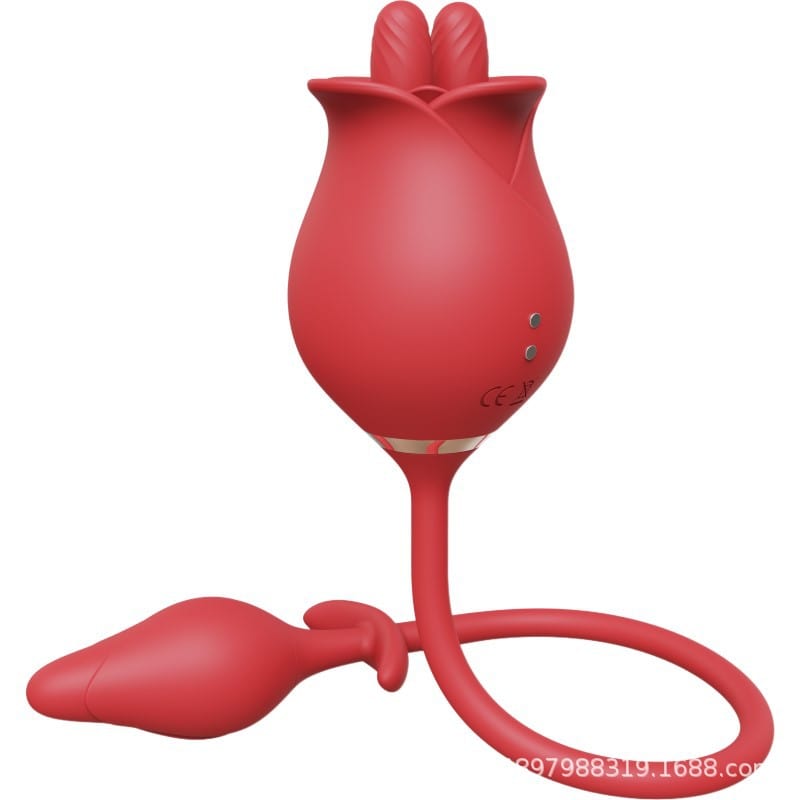 Aroselove - Romeo Double-pistil Tongue-licking Rose Toy With Vibrating Anal Plug - Aroselove