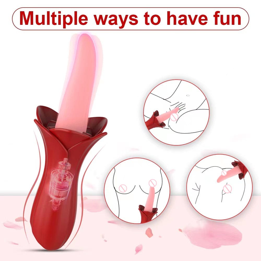 Aroselove - Rose Tongue Vibrating Stick Vaginal Licking Clitoris Stimulator - Aroselove