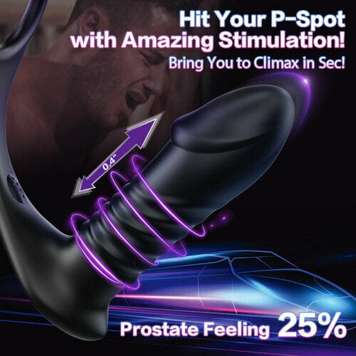 Aroselove - 10 Thrilling Vibration 3 Thrusting Silicone Remote Control Cock Ring Anal Vibrator - Aroselove