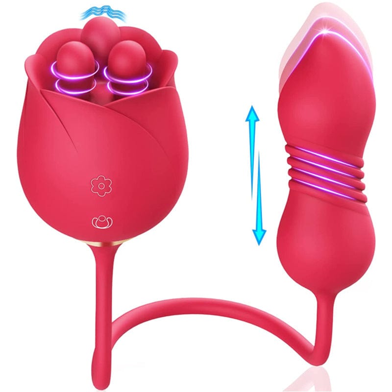 Aroselove - S475-7 4-in-1 Three Pistils Rose Toy With Telescopic Egg - Aroselove